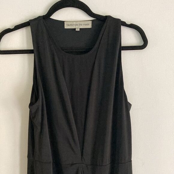 Bless'ed are the Meek Black Mya Dress Size 2 Sheer V-Neck Slim Sheath 33" Bust - Picture 7 of 16